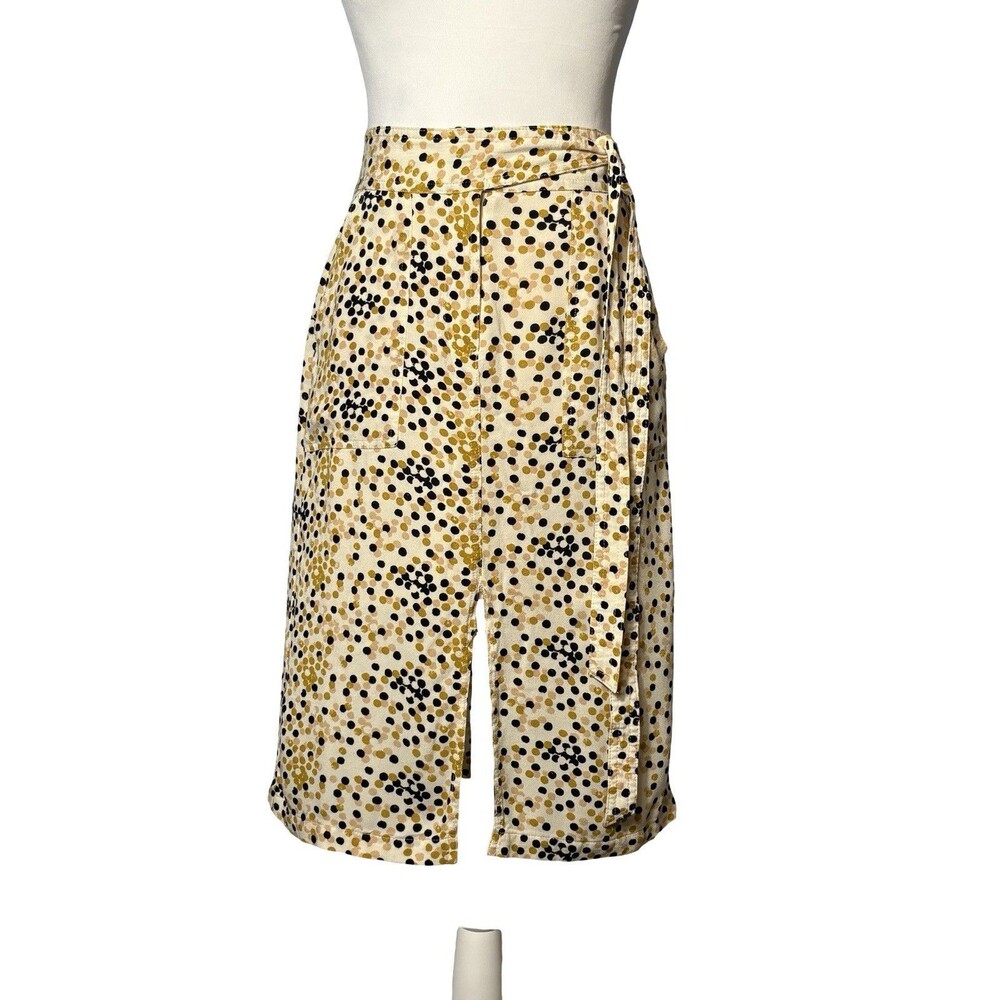 MOSSIMO POLKA DOT FAUX WRAP MIDI SKIRT XS TIE WAIST SPLIT GUC!